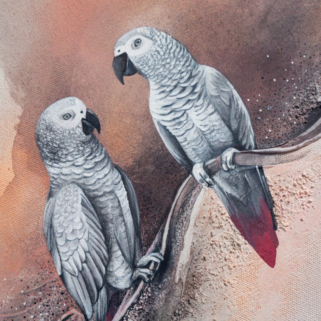 Wedding-Painting – Hochzeitsmalerei – Künstlerisches Gästebuch – Leinwand Braut mit Hochzeitsblumen im Vordergrund, unscharfer Hintergrund mit Malerei.